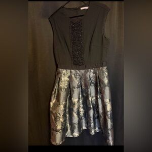 Elegant Black and Gray Floral Dress